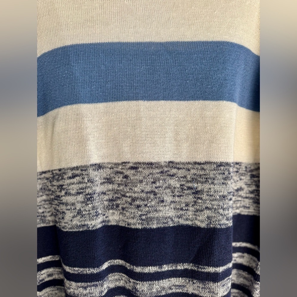 BROOKS BROTHERS Women’s Linen Striped Crewneck Sweater Blue and White XL - Picture 3 of 15